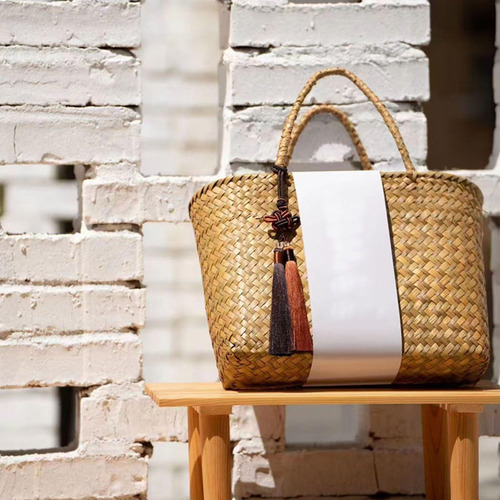 Bolsa De Playa Rústica De Verano, Cesta De 34x14x21cm
