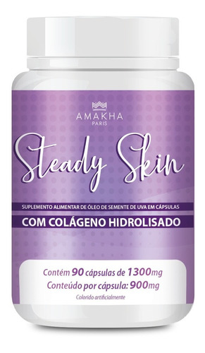 Steady Skin Suplemento Alimentar Colágeno Hidrolisado Amakha Sabor Sem sabor