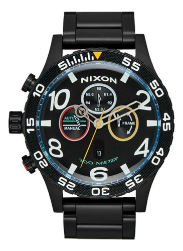 Reloj Nixon Hombre 51-30 Chrono Fisheye Malla Negro Bisel Negro Fondo Negro