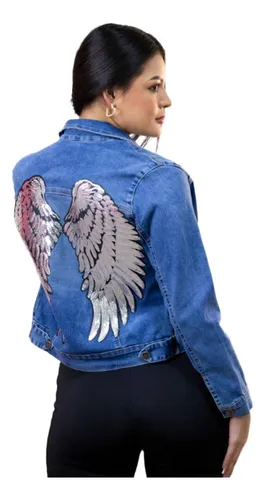 Chamarra De Mezclilla Con Alas Wings Denim Jacket