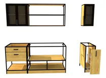 Comprar Mobiliario Industrial Cocina Hierro Madera 185cm + 30cm