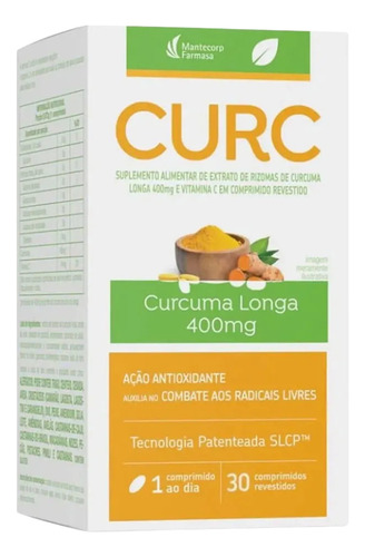 Curc 400mg Suplemento Alimentar Com 30 Comprimidos