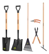 Comprar Kit Combo De Jardineria Tramontina Palas + Cortacerco + Tijera De Poda + Rastrillo + Barrehojas