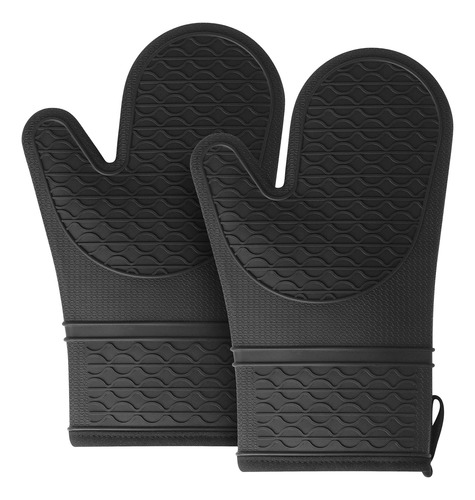 Guantes De Horno Resistentes Al Calor De Silicona Negra