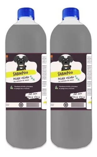 Pack 2 Shampoo De Romero Pelaje Negro 1 Lt Perros & Mascotas