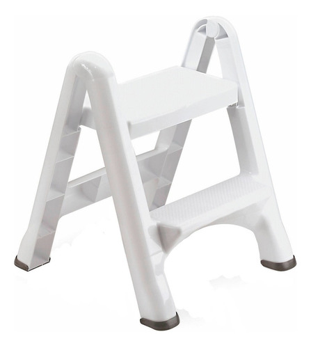 Escalera 2 Pasos Plastica Plegable Rubbermaid Blanca Color Blanco