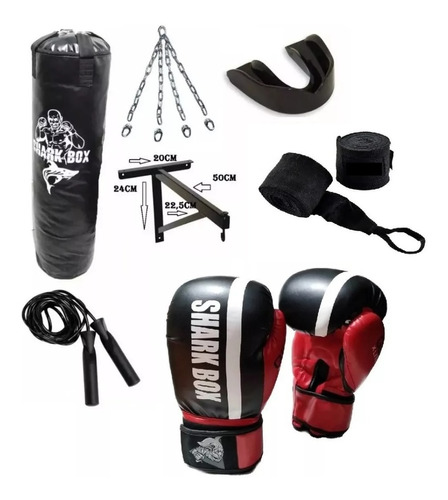 Kit Boxeo:bolsa 1,10mts Sin Relleno+cadenas+soporte+guante