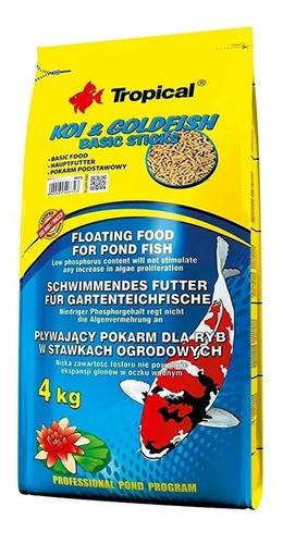 Ração Tropical Koi & Goldfish Basic Sticks 4kg Carpas