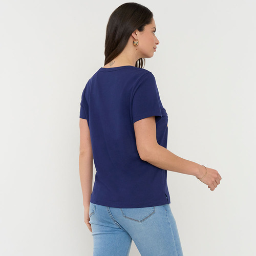 Polera Mujer M/c Focal Print Azul Royal Corona
