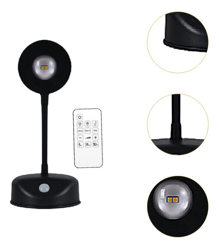 Luz Nocturna Led Con De Movimiento, De Pared Con 3 Negro