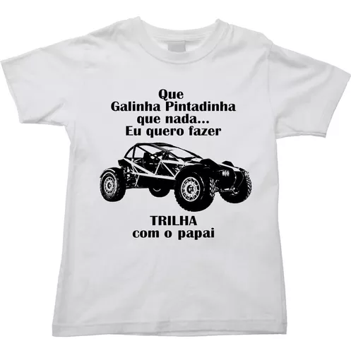 Camiseta Raglan Infantil Trilha com o papai (moto rosa)