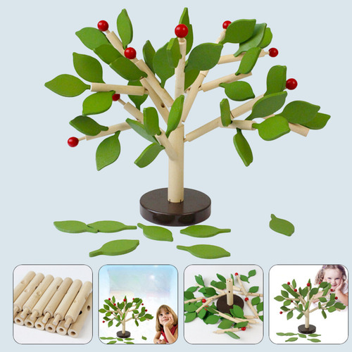 Juguete Montessori Arbol Para Niños Y Niñas Rompecabezas Color Amarillo