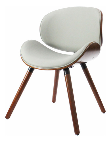 Silla Madera Comedor Living Tapizada X Unid Estructura de la silla Marrón Asiento Gris Diseño de la tela Eco cuero