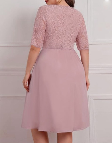 Vestido Plus Size Festa Curto Soltinho Casamento Rose Renda