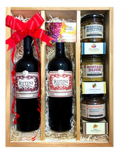 Estuche Vino Rutini Regalo Cab Malbec X2 Caja Vida Gourmet