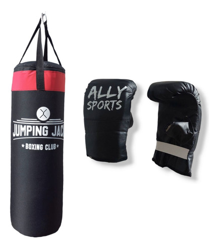 Bolsa Boxeo Kickboxing 90cm Rellena + Guantines Boxeo