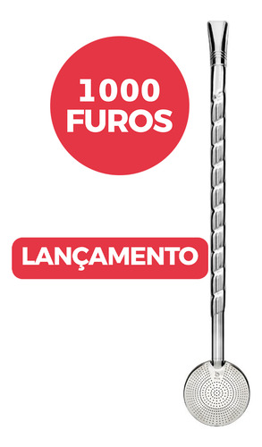 Kit Bomba Chimarrão Art 1000 Furos 24cm Inox + Porta Erva