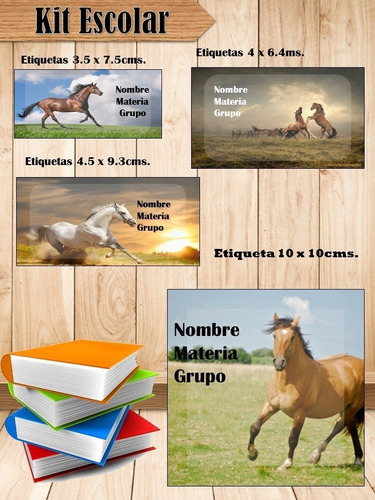 Kit Etiquetas Escolares Caballos Horses S292