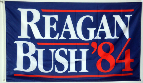 Bandera Azul De La Campaña Reagan Bush 84 De 3 X 5 Pies.