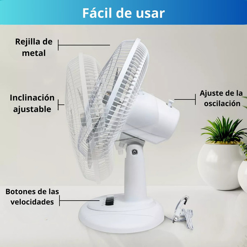 2 Pack Ventilador Escritorio Abanico De Mesa Oscilatorio 42 Cm 50 Hz / 60 Hz Blanco Blanco Plástico 5