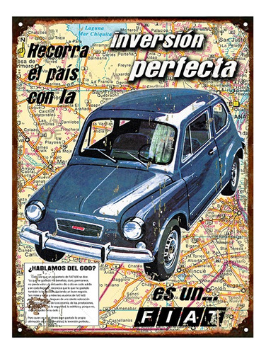 Cartel Chapa Publicidad Antigua Fiat 600 L257