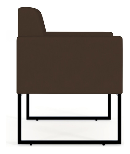 Kit 02 Poltronas Decorativas Sala e Recepção Base Fixa de Metal Helô L02 Suede Marrom