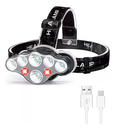 Linterna Cabeza 8 Led Profesional Minera Para Cascos Luz Blanco