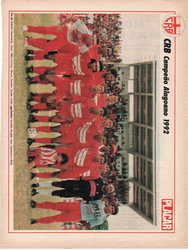 Pôster - Clube Regatas Brasil: Campeão Alagoano 1992