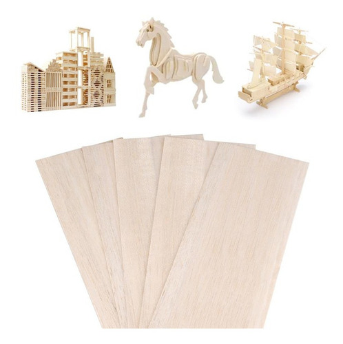 Imagen 1 de 4 de Madera De Balsa 300 X 100 X 2mm 5un