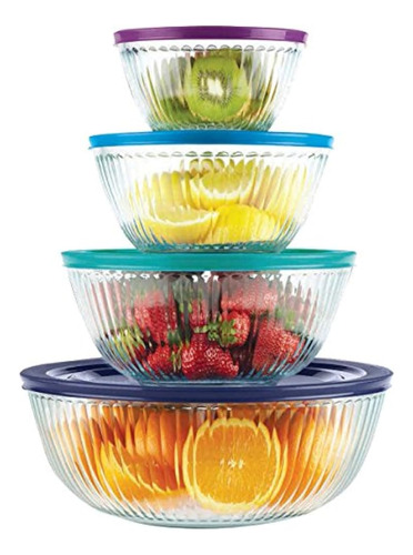 Juego De Tazones Para Mezclar De Vidrio Pyrex De 8 Piezas