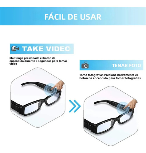 Lentes Con Mini Cámara Espía Inalámbrico Oculta Video 1080p,sin Soporte Wifi