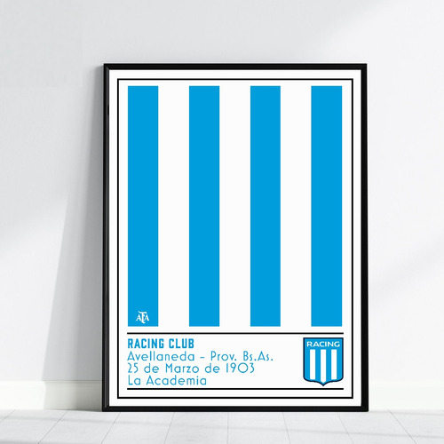 Cuadro Camiseta Futbol Racing Club Ideal Regalo Minimalista 