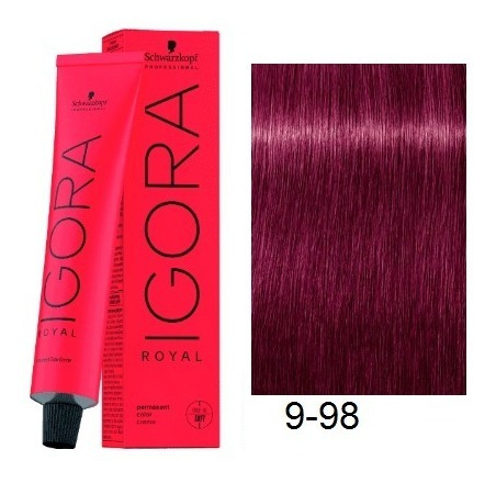 Tinte Igora 9-98 Rubio Muy Claro Violeta Rojo