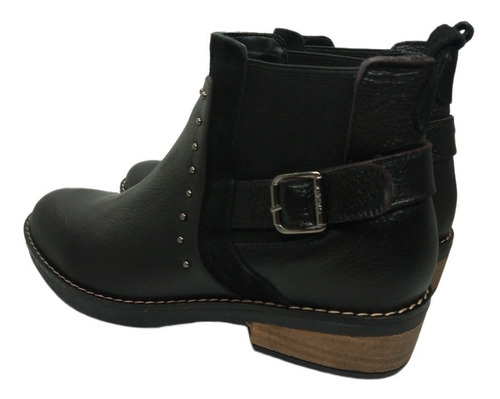 Imagen 3 de 3 de Viamo Esmeraldi Bota Texanita De Cuero Elástico Hebilla