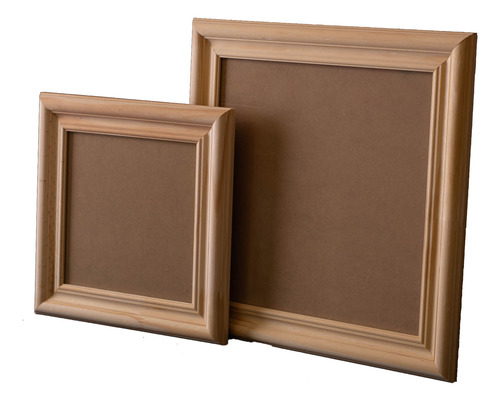 Cuadro 80x80 De Madera Reforzado Con Vidrio. Pino Natural Italiana