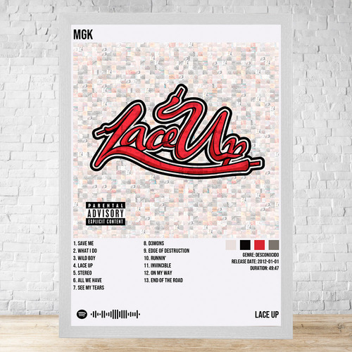 Cuadro Mgk Lace Up 30x40 Con Vidrio Y Marco Madera C699 Blanco Clasico