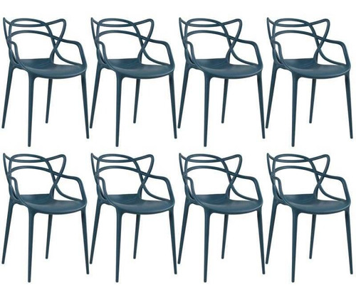Cadeira de jantar Mobili Loft7 Allegra, estrutura de cor  azul-petróleo e design do tecido lisa, 8 unidades