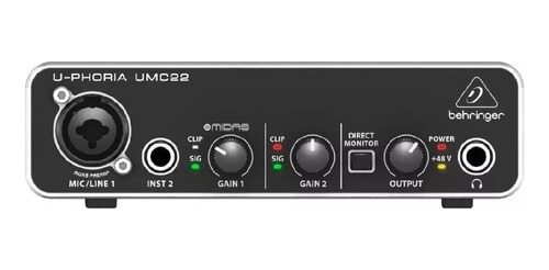 Behringer Umc22 Interface Usb 2x2 Placa De Sonido 