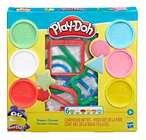 Masas Play-doh formas fundamentales 6 colores con accesorios +3