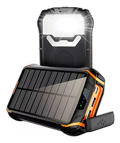 Carregador Solar Dorn Powerbank Usb Sem Fio Qi 3.0. Cor Preto