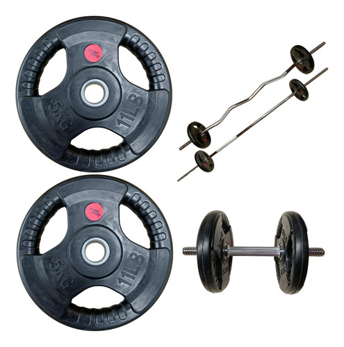 Discos 5kg Total 10kg Estándar Gym 1 Pulgada Recubierto Par