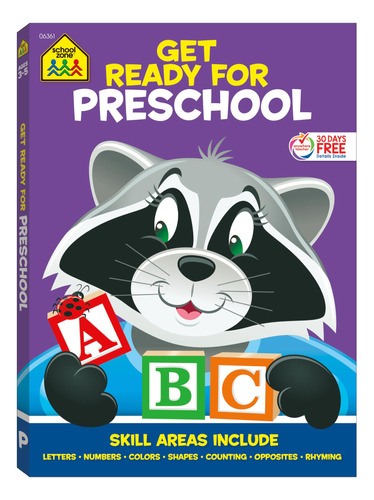 School Zone Get Ready For Preschool Workbook: Kids Learning.