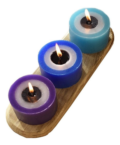 Imagen 1 de 6 de Pack Velón Ojo Turco Aromático Iluminarte X 3 Unidades.