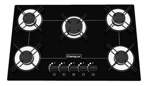 comprar Fogão Cooktop Chamalux 5 Bocas Ultra Chama Preto 110vu002F220v