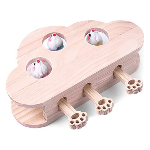 Foopomary Juguetes De Gato, Whack A Mole Solid Wood Box Jugu