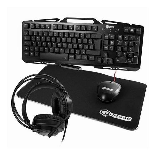 Combo Gamer Quasad 4 En 1 Teclado Audífonos Mouse Mouse Pad