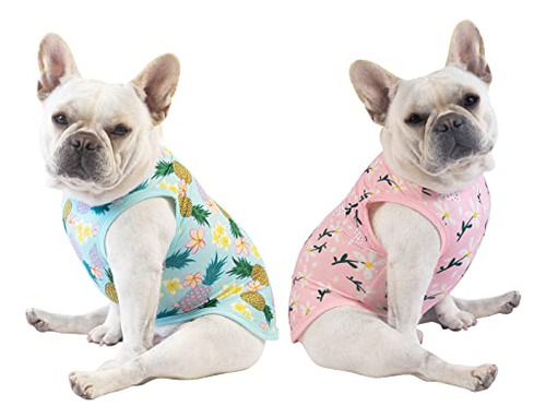 Cutebone Camisas Para Perros De Piña Y Flores, Paquete De 2