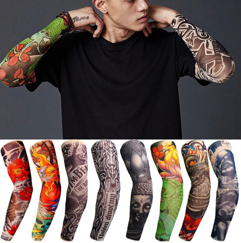 8 Pares Manga Protectoras Sol Tatuaje Licra Unitalla Unisex