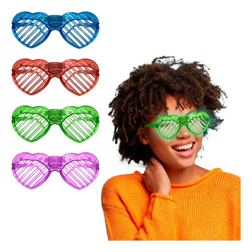 Lente Luz Led Cotillon Gafas Anteojo Neon Luminoso Rayas X50