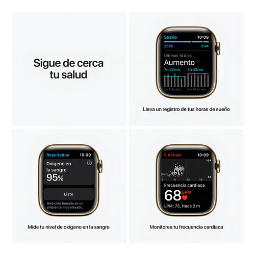 Apple Watch Series 7 (GPS + Cellular, 1.614") - Caja de acero inoxidable color oro - Pulsera Milanese Loop oro